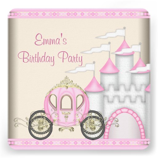 Princess Carriage Castle Girls Princess Birthday Personalized Invite