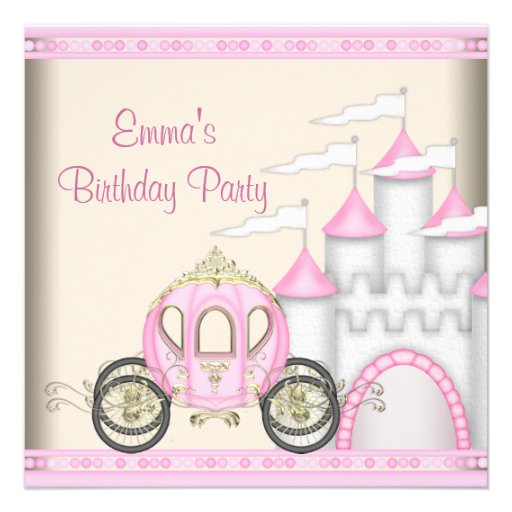 Princess Carriage Castle Girls Princess Birthday Personalized Invite