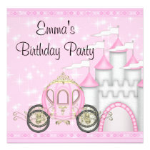 Princess Carriage Castle Girls Princess Birthday invitations