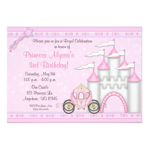 Princess Castle Birthday Invitation (front side)