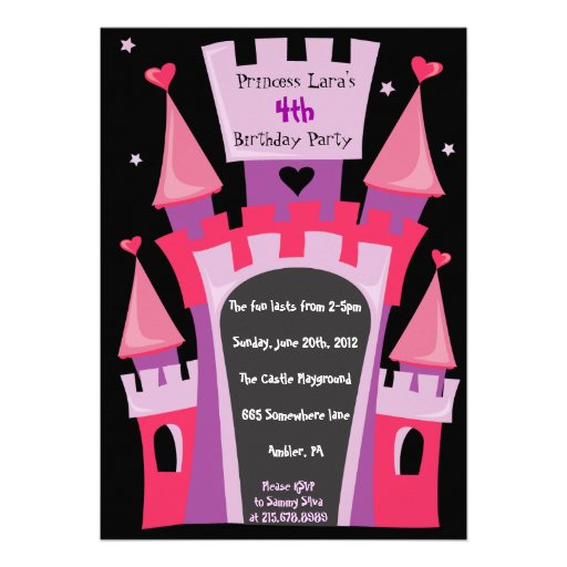 PRINCESS CASTLE Birthday Party Invitation (front side)