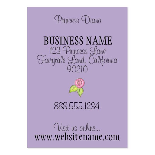 Princess Castle Hang Tags & Business Cards - Lilac (back side)