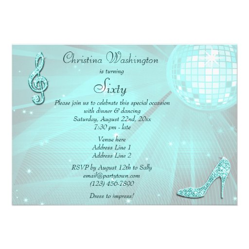 Princess Coach & Horses & Disco Ball 60th Birthday Invite