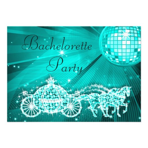Princess Coach, Horses & Disco Ball Bachelorette Custom Invites