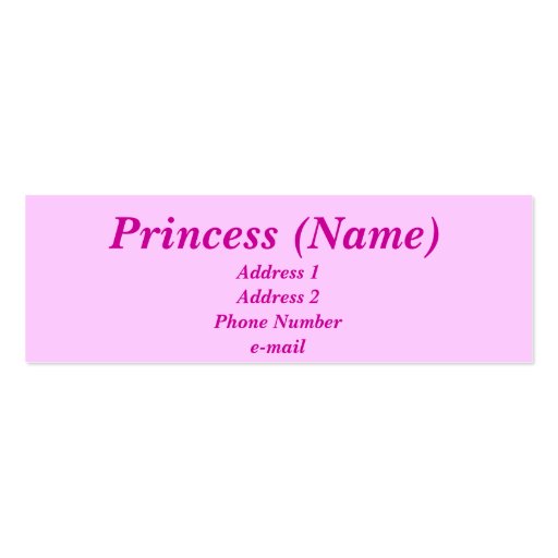 Princess Coach Profile Card Business Card Template (back side)