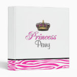 Princess crown in hot pink 3 ring binder