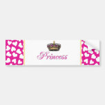 Princess crown in hot pink bumper stickers