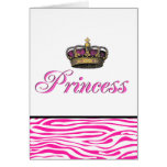 Princess crown in hot pink greeting cards