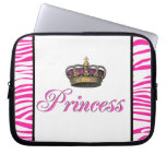 Princess crown in hot pink laptop sleeve