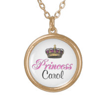 Princess crown in hot pink necklace