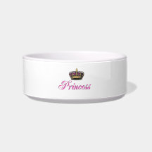 Princess crown in hot pink pet food bowls