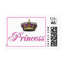 Princess crown in hot pink postage