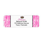 Princess crown in hot pink return address label