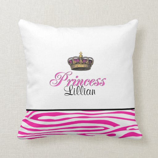 Princess crown in hot pink throw pillow Zazzle