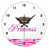 Princess crown in hot pink wallclock at Zazzle