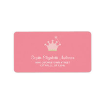 Princess Crown Kids Address Label