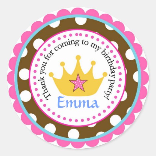 Princess Crown Labels Classic Round Sticker Zazzle