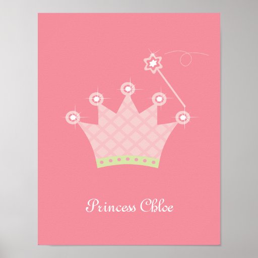 Princess Crown Personalized Kids Wall Art Posters