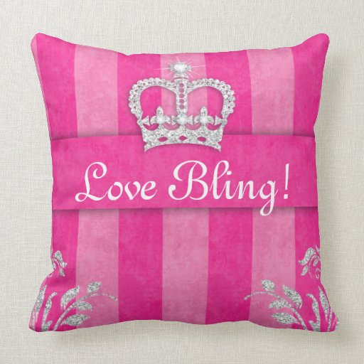 Princess Crown Pillow PInk Tiara Bling Zazzle