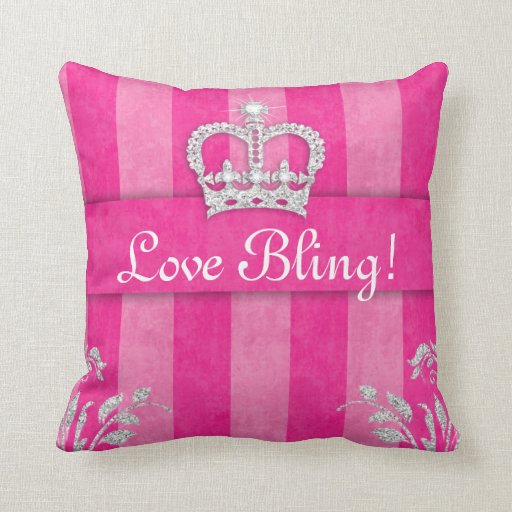 Princess Crown Pillow PInk Tiara Bling Zazzle