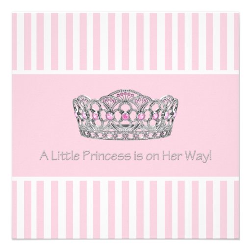 Princess Crown Pink White Baby Shower Invitation