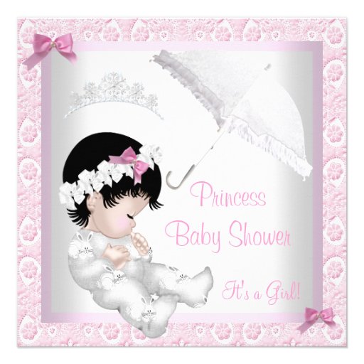 Princess Cute Baby Shower Pretty Pink Lace Personalized Invite