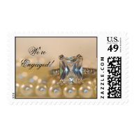 Princess Diamond and Pearls Engaged Postage Stamp