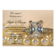 Princess Diamond and Pearls Engagement Party Custom Invites
