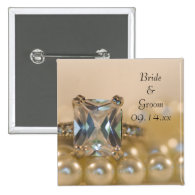 Princess Diamond and Pearls Wedding Button