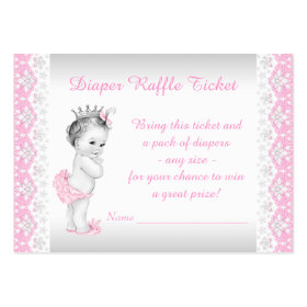Princess Diaper Raffle Ticket Large Business Cards (Pack Of 100)