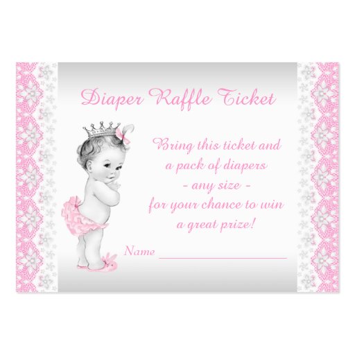 Princess Diaper Raffle Ticket Business Card Templates (front side)
