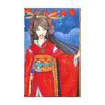 Princess Dragon Geisha Art Wrapped Canvas Canvas Prints