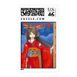Princess Dragon Jade Red Kimono Geisha Asian Art Postage