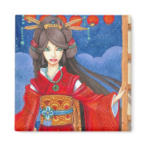 Princess Dragon Magnet, Square by artbyamandarobbins Princess Dragon Magnet, Square