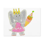 Princess Elephant Birthday Ice Cream Postcards