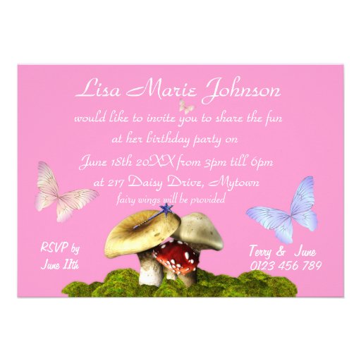 princess fairy castle invitation pink