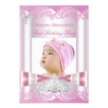 Princess Girl First Birthday 1st Party Announcements