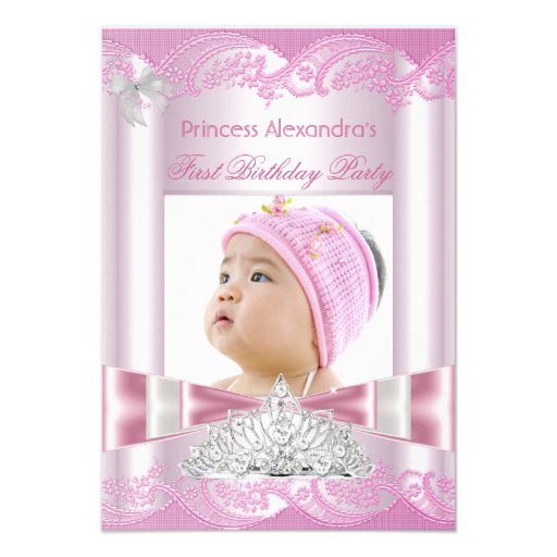 Princess Girl First Birthday 1st Party Announcements