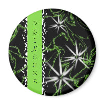 PRINCESS Green & Black Marbled Design Magnet