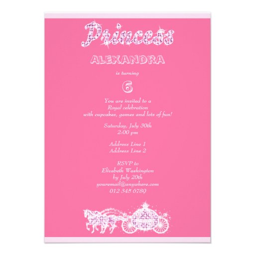 Princess Horses & Carriage Birthday Party Custom Announcement