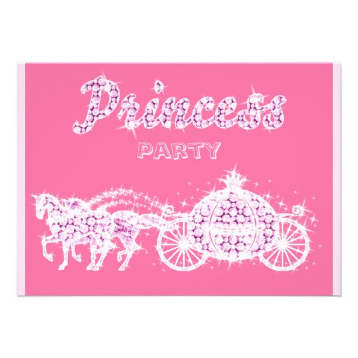 Princess Horses & Carriage Birthday Party Custom Announcement