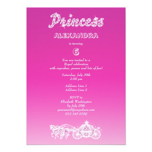 Princess Horses & Carriage Birthday Party Custom Invitations