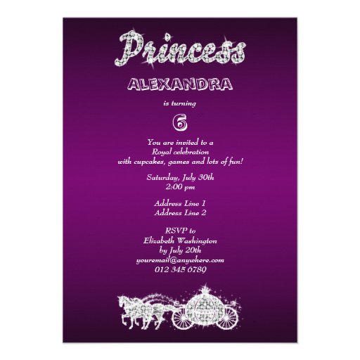 Princess Horses & Carriage Birthday Party Personalized Invites