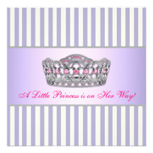 Princess Hot Pink Lavender Purple Baby Girl Shower Custom Invites