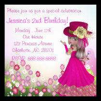 Princess in Pink Dress Girls Birthday Invitation invitations