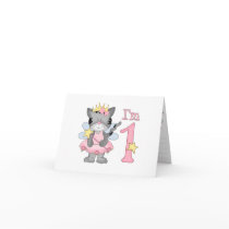 Princess Kitty 1st Birthday Greeting Cards
