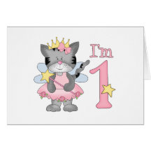 Princess Kitty 1st Birthday Greeting Cards