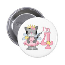Princess Kitty 4th Birthday Pinback Buttons