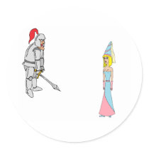 Princess & Knight (plain background) Round Sticker