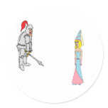 Princess &amp; Knight (plain background) Round Sticker